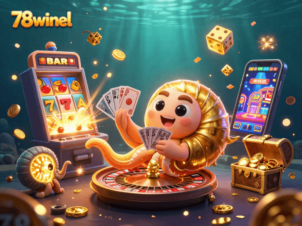 Engage in thrilling gameplay at 78winel with vibrant casino elements and characters in action.