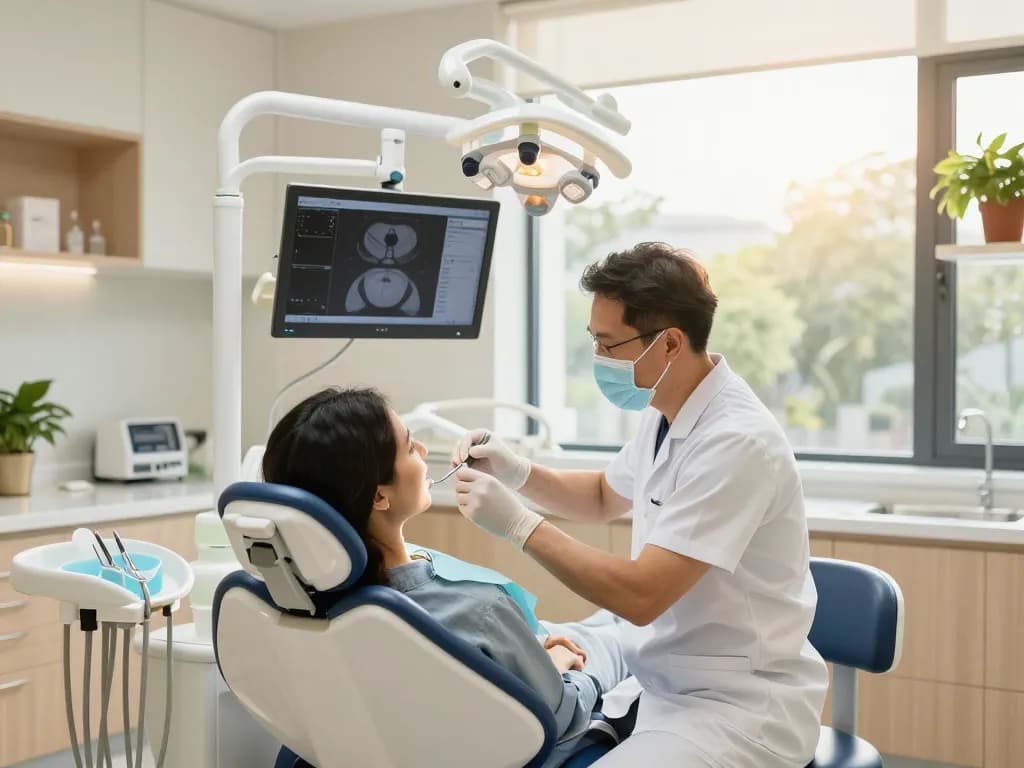 Beratung zu Veneers Wien in einer modernen Zahnarztpraxis, die die Interaktion zwischen professionellem Zahnarzt und Patient zeigt.