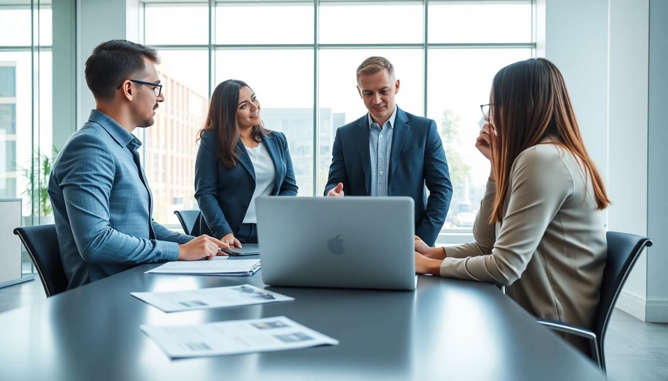Headhunter IT berät IT-Kandidaten in einem modernen Büro, um eine Stelle zu finden.