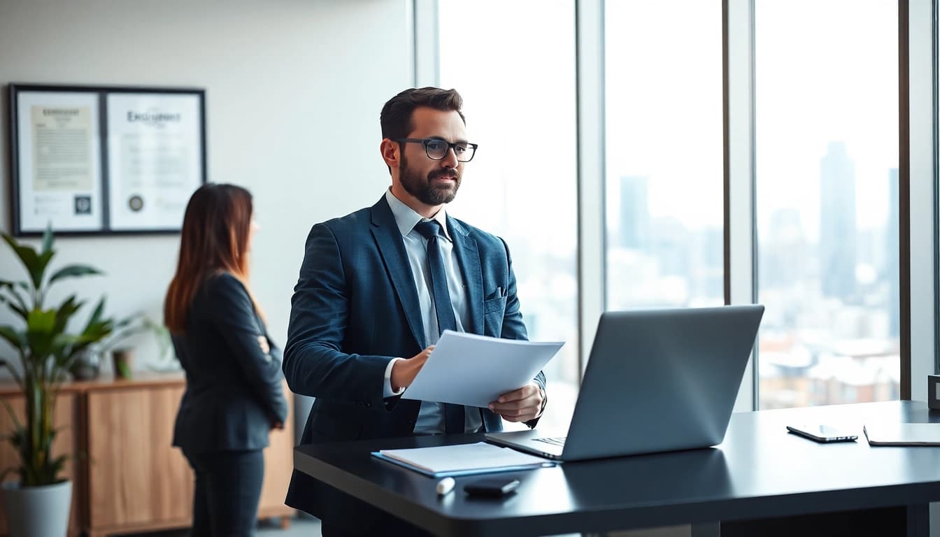 Headhunter Ingenieure analysiert Lebensläufe und berät Klienten in einem modernen Büro.