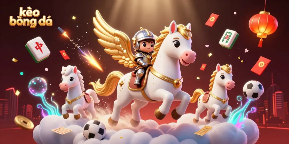 Bet on kèo bóng đá with dynamic visuals of a celestial knight and golden elements in motion.