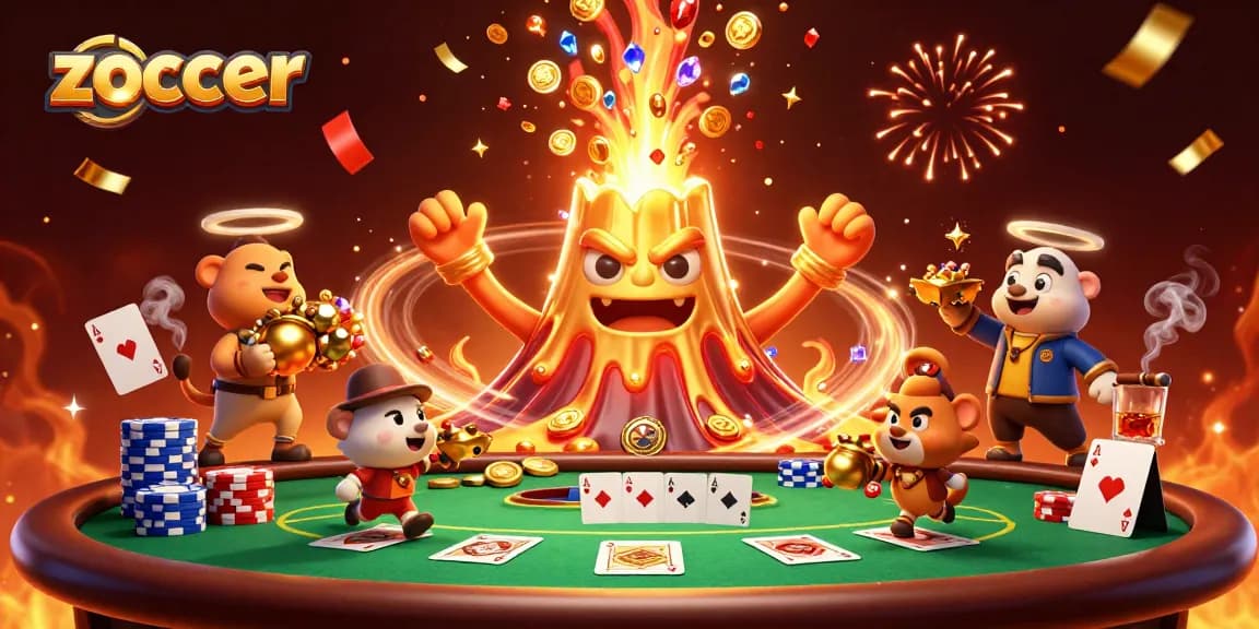 Bet big on zoccer with glowing treasures and poker elements in a vibrant casino scene.