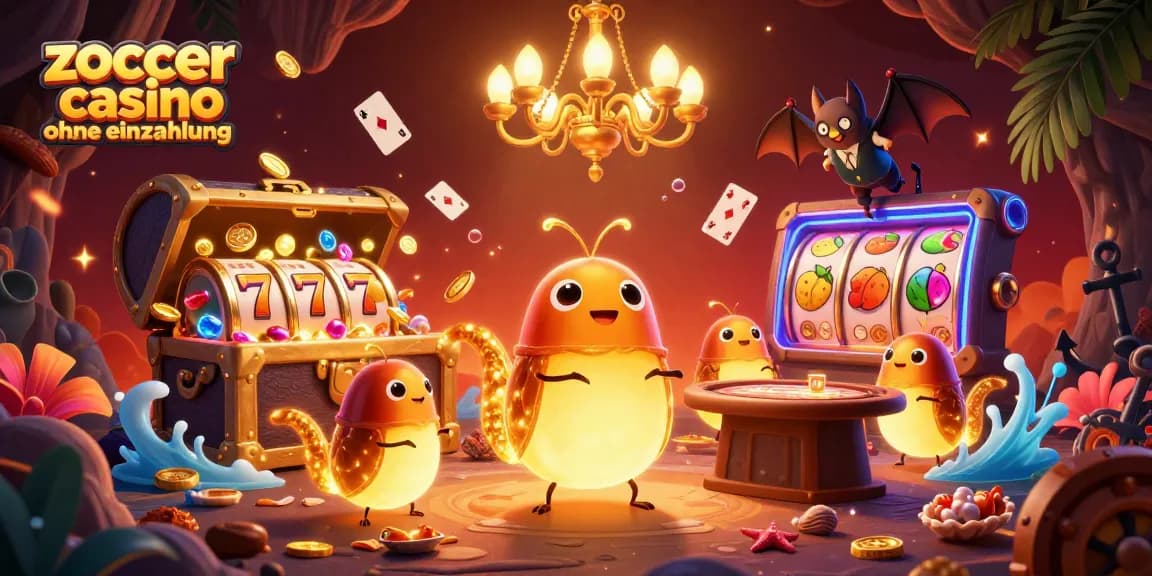 Zoccer casino ohne einzahlung showcases vibrant glowworms lighting up a thrilling casino environment with captivating slots and card games.