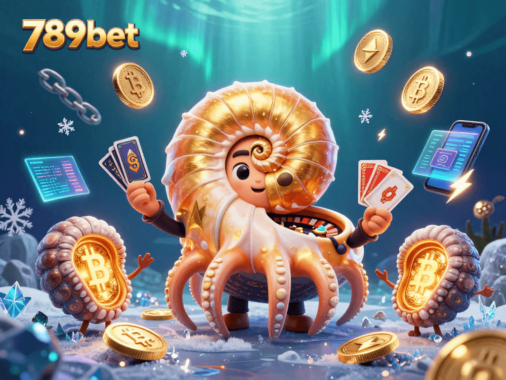 Engage in thrilling gaming at 789bet with dynamic casino elements including glowing coins and golden cards.