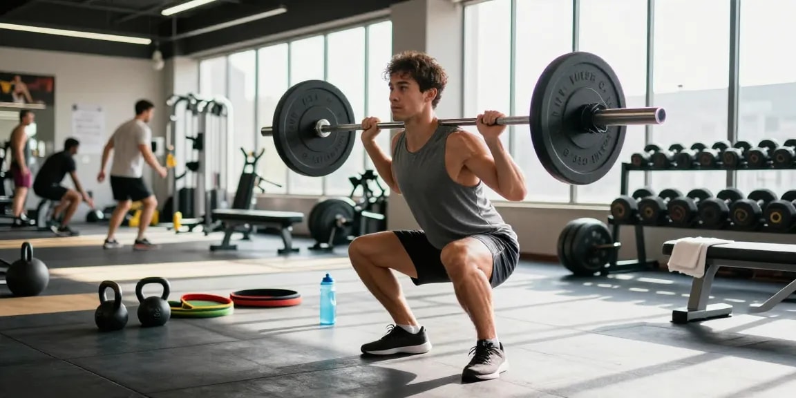 Global Pharma Steroids - Athlet beim Krafttraining im modernen Fitnessstudio.