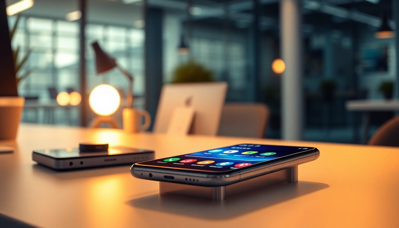 Samsung Galaxy S8 smartphone showcased in a sleek modern tech environment highlighting its innovative design and features.