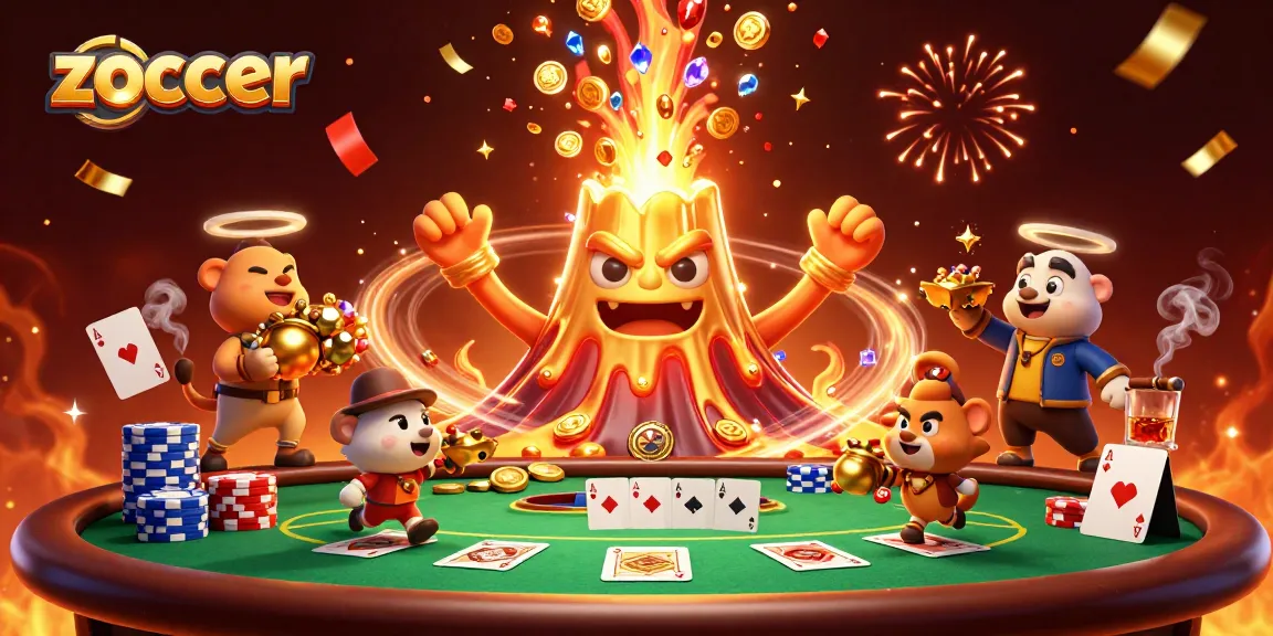 Bet big on zoccer with glowing treasures and poker elements in a vibrant casino scene.