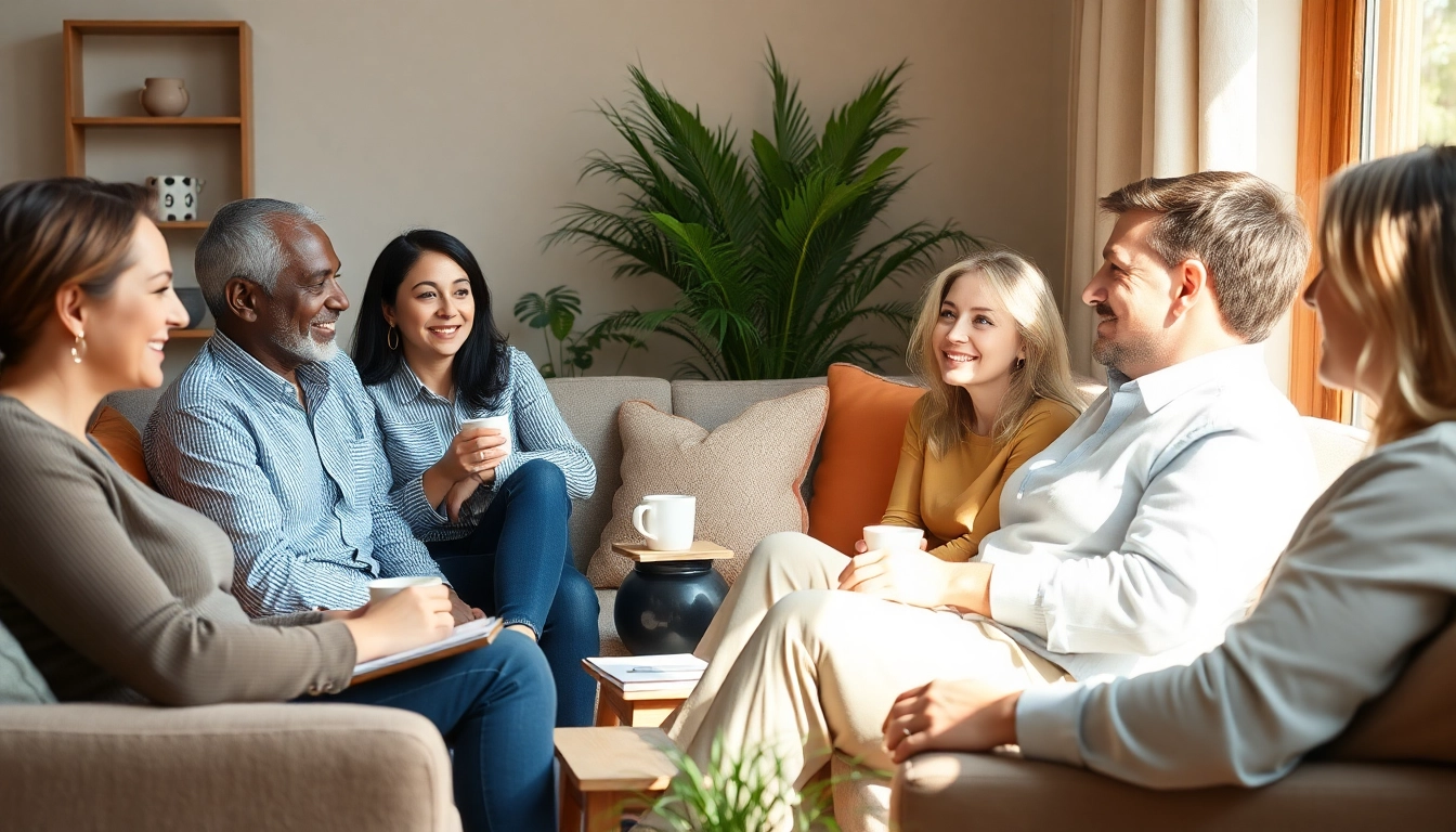 Engaging group discussion promoting mental health awareness in a cozy environment.